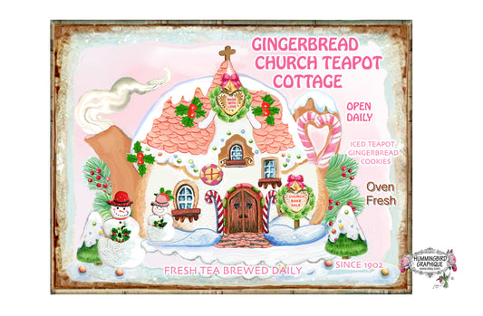 #1158 GINGERBREAD TEAPOT COTTAGE ICED GINGERBREAD COOKIES- CHRISTMAS