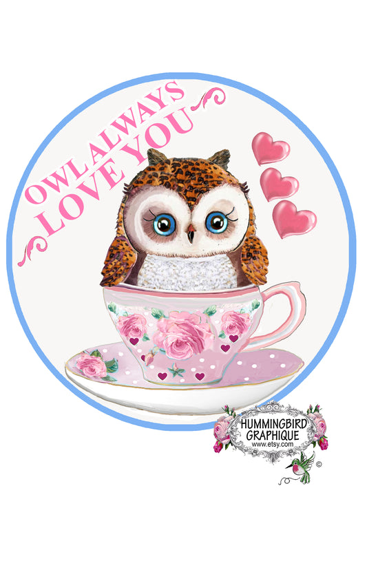 #1163 OWL ALWAYS LOVE YOU VALENTINE OWL- DOOR HANGER