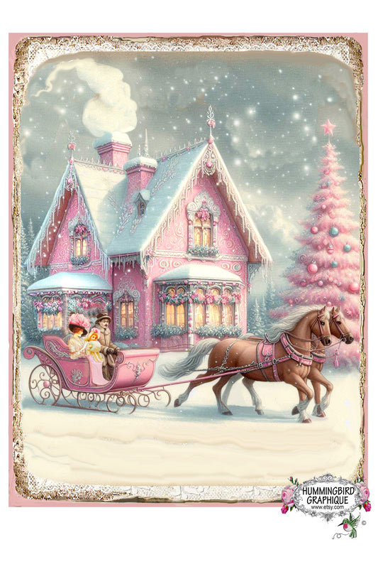 #1222P BEAUTIFUL ENCHANTING STARRY NIGHT SLEIGH RIDE - CHRISTMAS