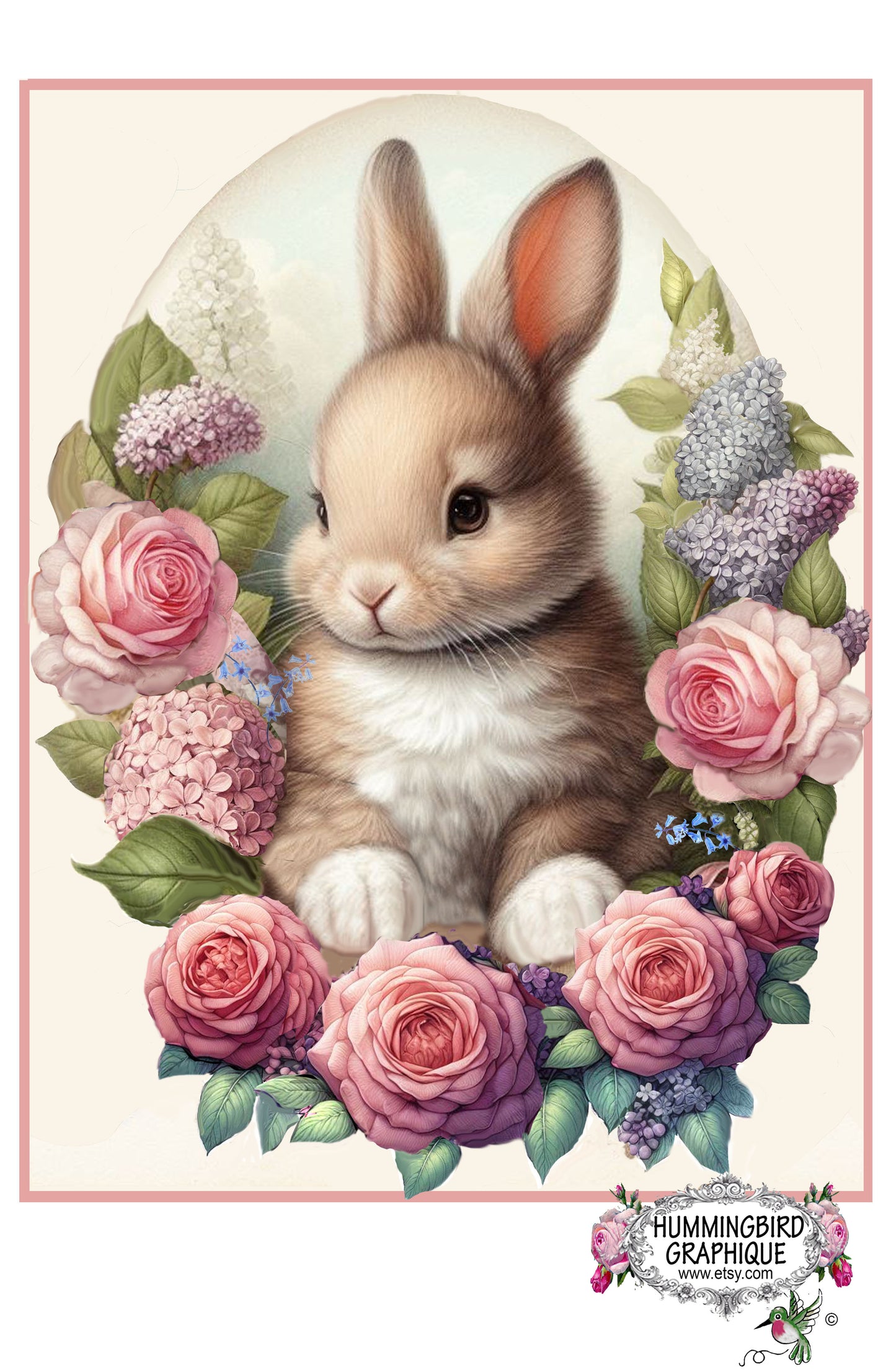 #1237 PRECIOUS BABY BUNNY ROSES AND LILACS - BUNNIES