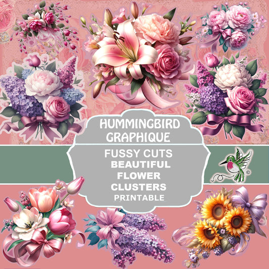 #1251F BEAUTIFUL FUSSY CUT FLOWER CLUSTERS - FUSSY CUTS