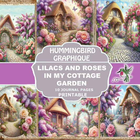 #1260 LILACS AND ROSES IN MY COTTAGE GARDEN  JUNK JOURNAL - Junk Journal