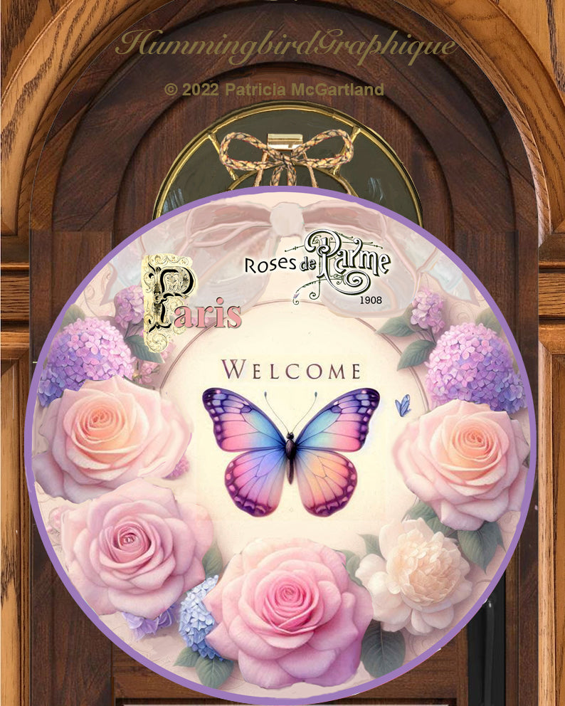 #1266C -BEAUTIFUL BUTTERFLY CIRCLE DOOR HANGER- Circle Door Hanger