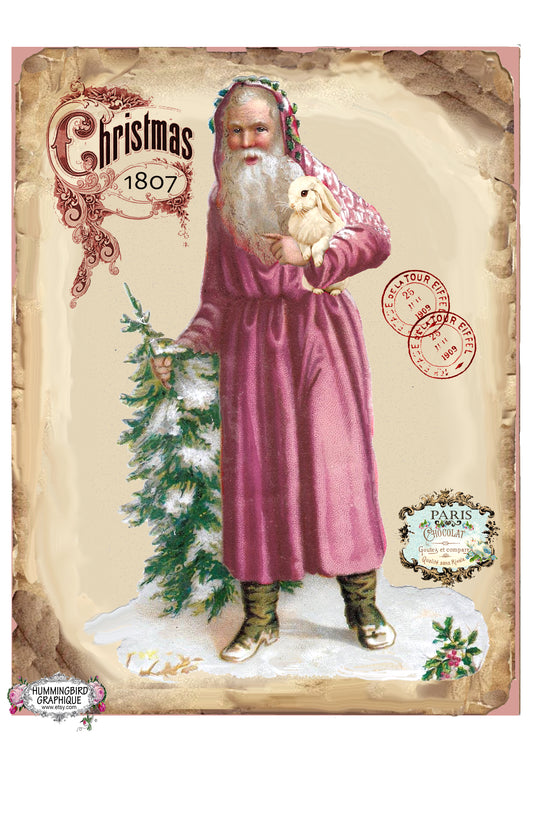 #153 OLD WORLD SANTA WITH BUNNY - CHRISTMAS