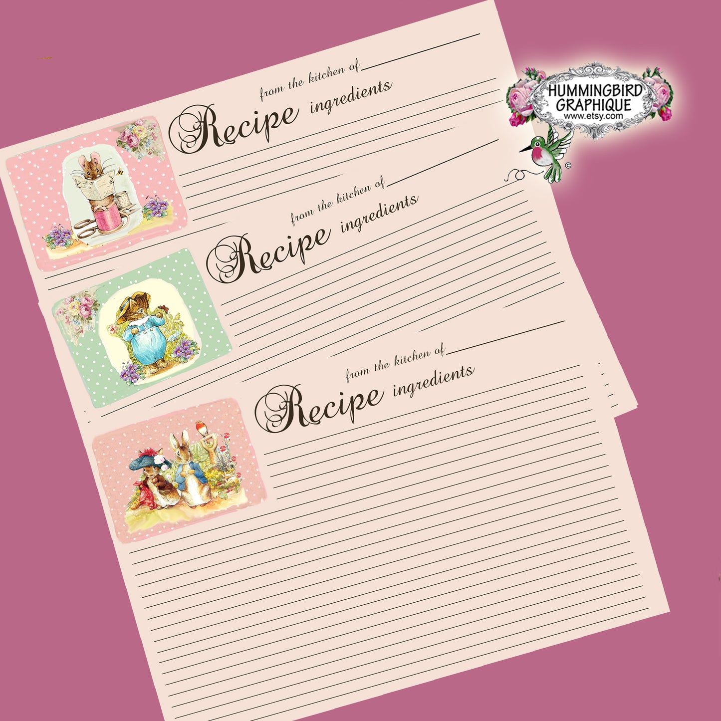 #156A&B  BEATRIX POTTER RECIPE CARDS - RECIPE CARDS