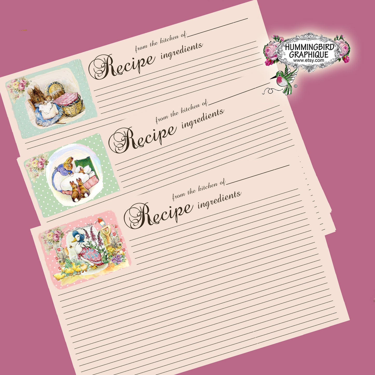 #156A&B  BEATRIX POTTER RECIPE CARDS - RECIPE CARDS