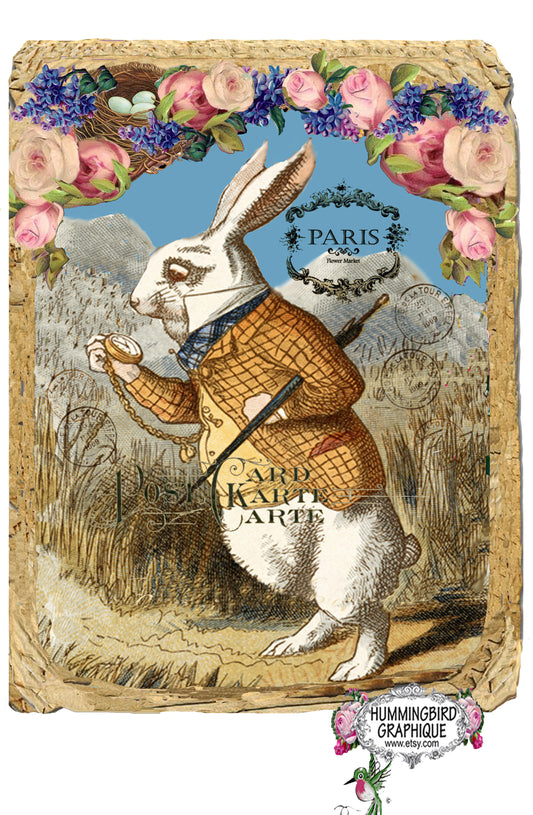 #24 THE WHITE RABBIT WATCHING HIS POCKET WATCH- Alice In Wonderland