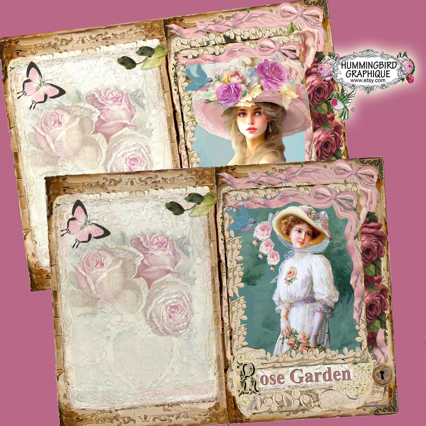 #268 BEAUTIFUL VICTORIAN LADIES JUNK JOURNAL 10 PAGES- JUNK JOURNAL