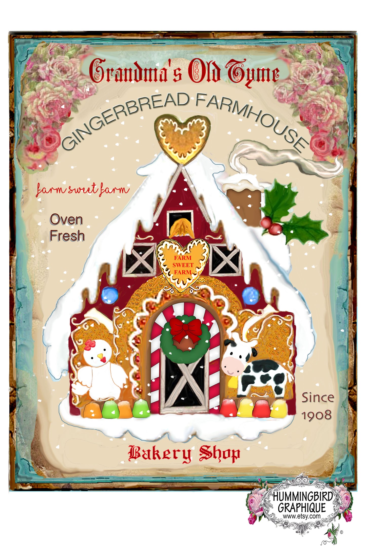 #393 GRANDMA'S OLD TYME GINGERBREAD FARMHOUSE BAKERY SHOP - CHRISTMAS