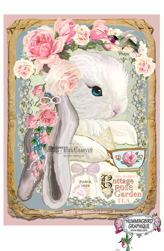 #403 MRS. BUNNY COTTAGE ROSE GARDEN TEA - BUNNIES