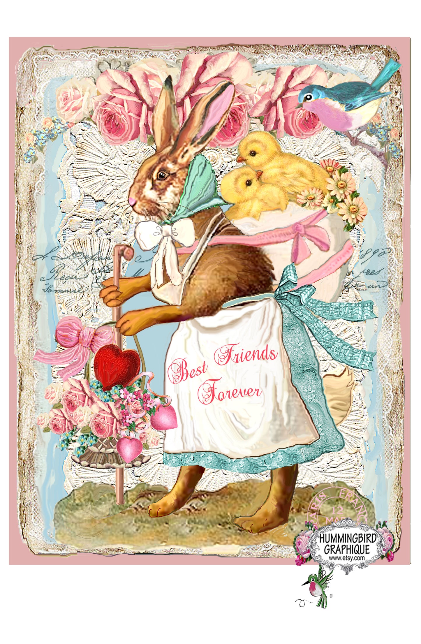 #435 MME LAPIN ET LES POUSSINS « Meilleurs amis pour toujours » VALENTINE - Image de campagne