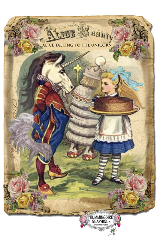 #48 ALICE AND THE UNICORN -Alice and Wonderland