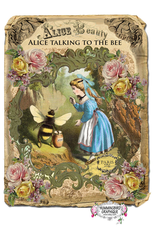 #49 ALICE TALKING TO THE BEE - ALICE AND WONDERLAND