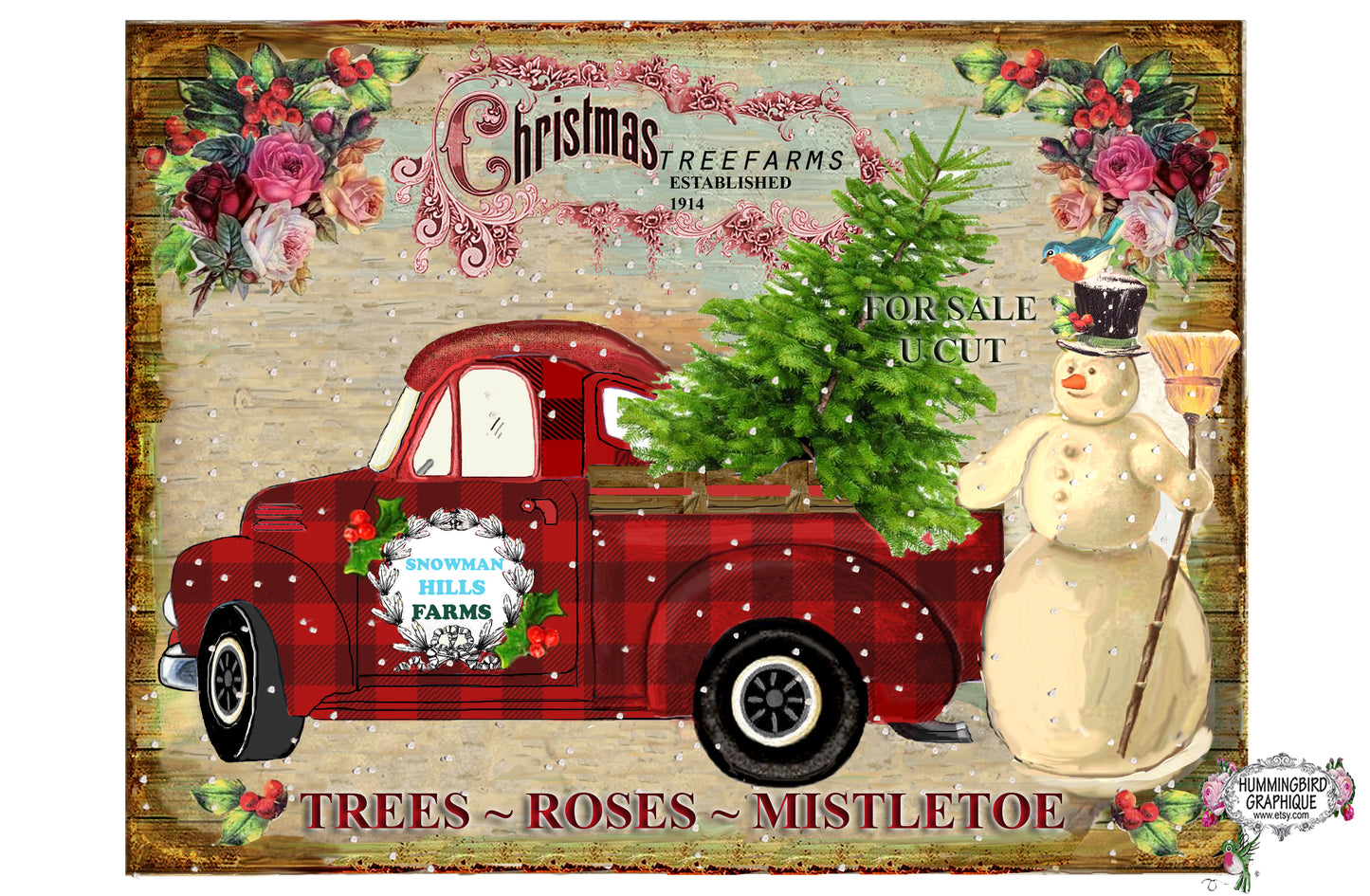 #513 CHRISTMAS TREE FARMS TREES ROSES MISTLETOE - CHRISTMAS