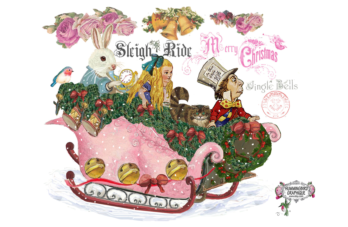 #569 ALICE IN WONDERLAND SLEIGH RIDE WITH MAD HADDER AND WHITE RABBIT - ALICE IN WONDERLAND