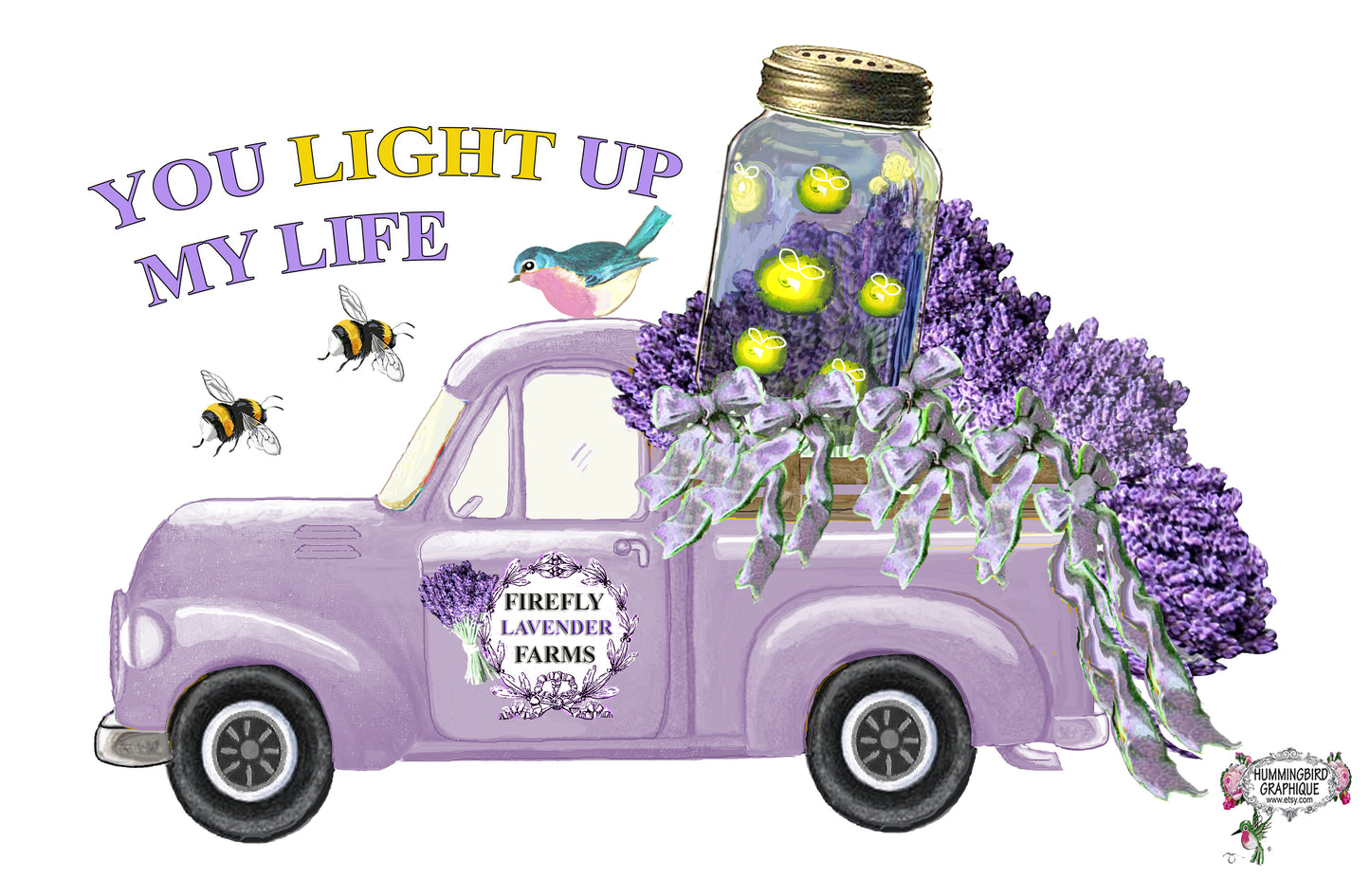 #672 YOU LIGHT UP MY LIFE LAVENDER FIREFLY LAVENDER FARMS SIGN- COUNTRY IMAGE