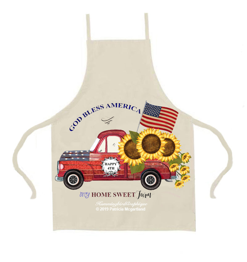 #494 GOD BLESS AMERICA PATRIOT TRUCK WITH SUNFLOWERS - COUNTRY IMAGE