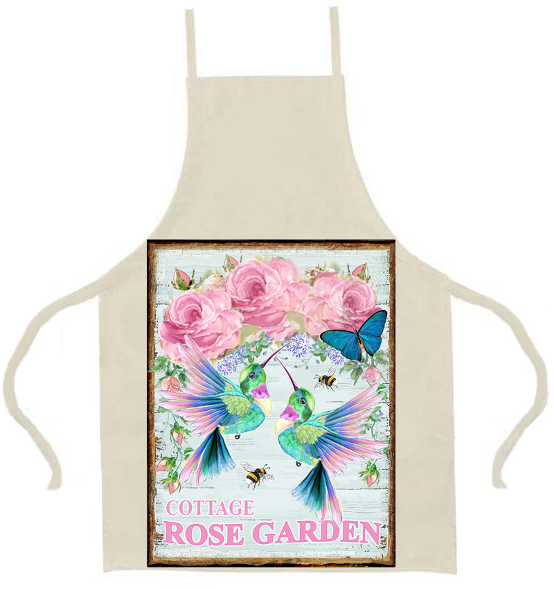 #1007 COTTAGE ROSE GARDEN WITH HUMMINGBIRDS AND ROSES- COUNTRY IMAGE