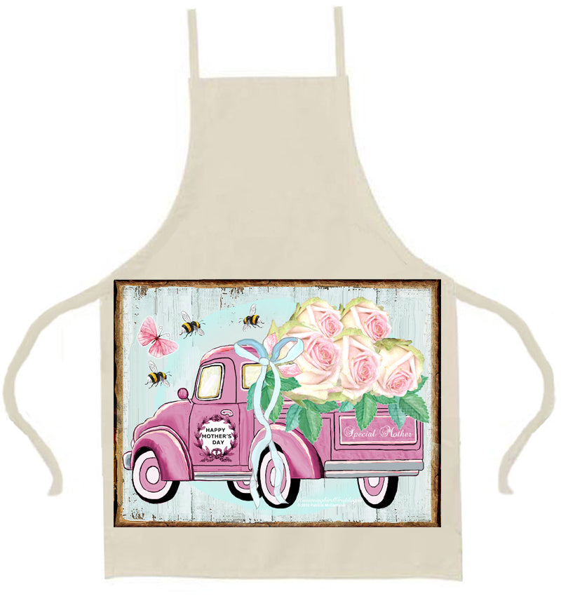 #1019 PINK MOTHERS DAY TRUCK WITH BEAUTIFUL ROSES - COUNTRY IMAGE