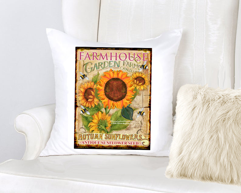 #685 FARMHOUSE GARDEN ANTIQUE SUNFLOWER SEED SIGN - COUNTRY IMAGE