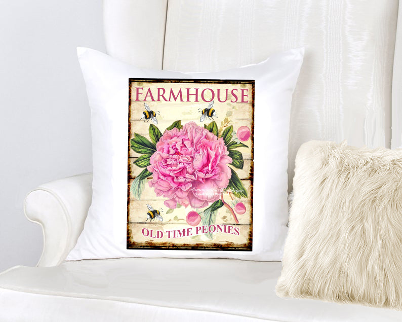 #677 FARMHOUSE OLD TIME PEONIES SIGN - COUNTRY IMAGE