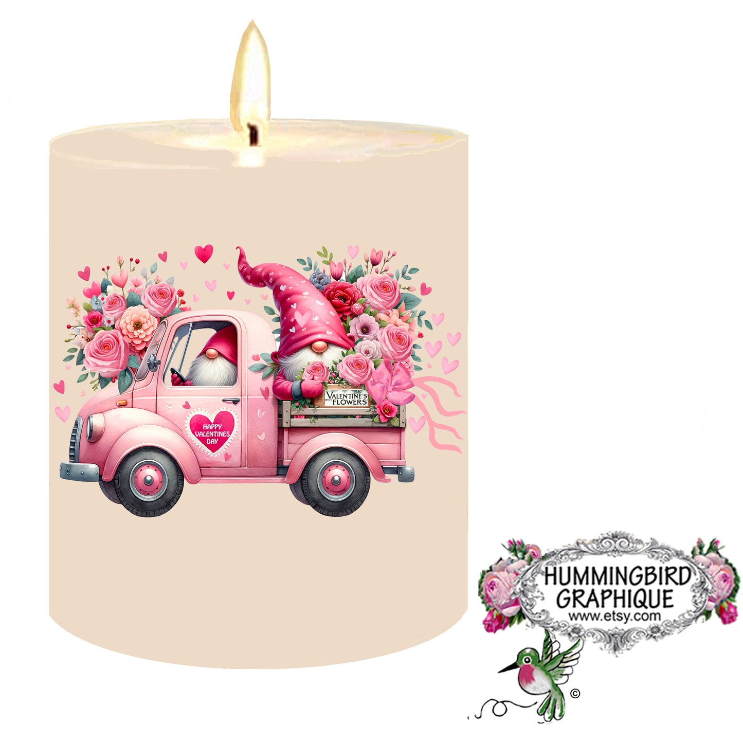 #1232 HAPPY GNOME VALENTINE FLOWERS TRUCK - GNOMES