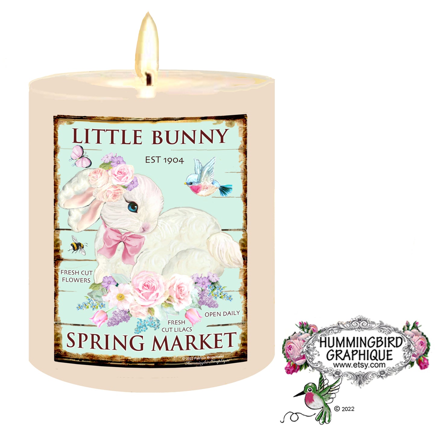 1087R LITTLE BUNNY SPRING MARKET PANNEAU LILAS FREST COUPE - LAPINS