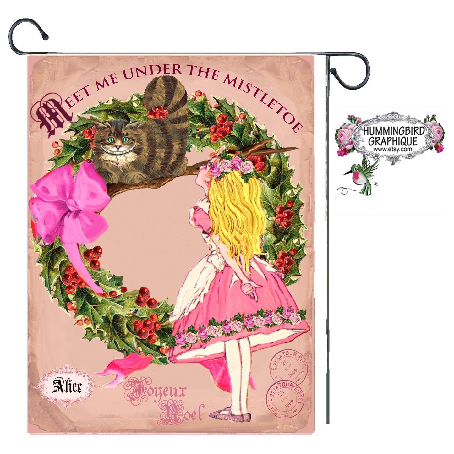 #152 ALICE AND CHESHIRE CAT MEET ME UNDER THE MISTLETOE- ALICE IN WONDERLAND