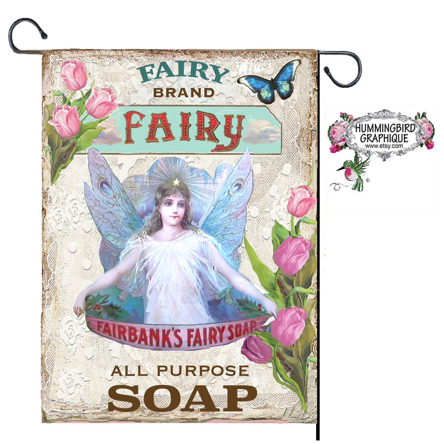 #208 ENSEIGNE DE SAC DE GRAINS DE SAVON TOUT USAGE DE MARQUE FAIRY - IMAGE DE CAMPAGNE