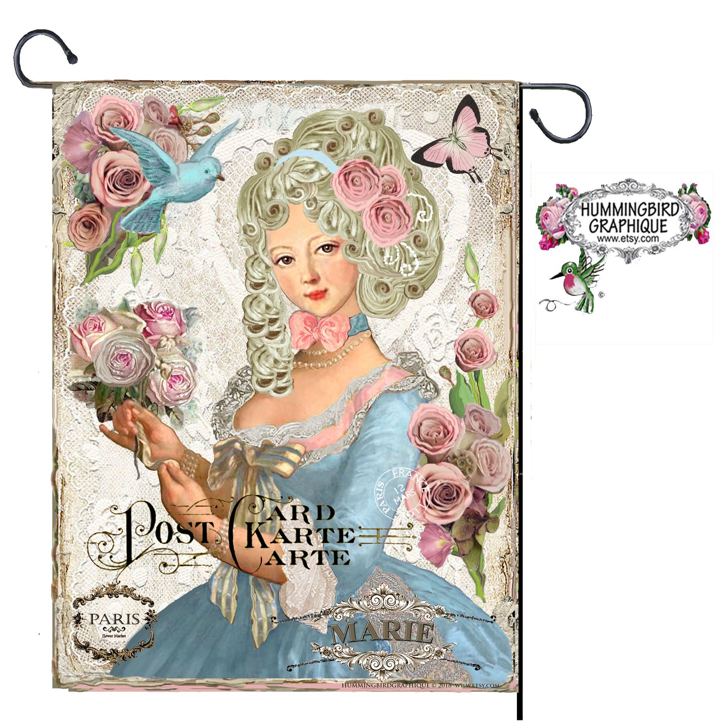 #209 BELLE MARIE ANTOINETTE AVEC DES ROSES - BELLE IMAGE SHABBY