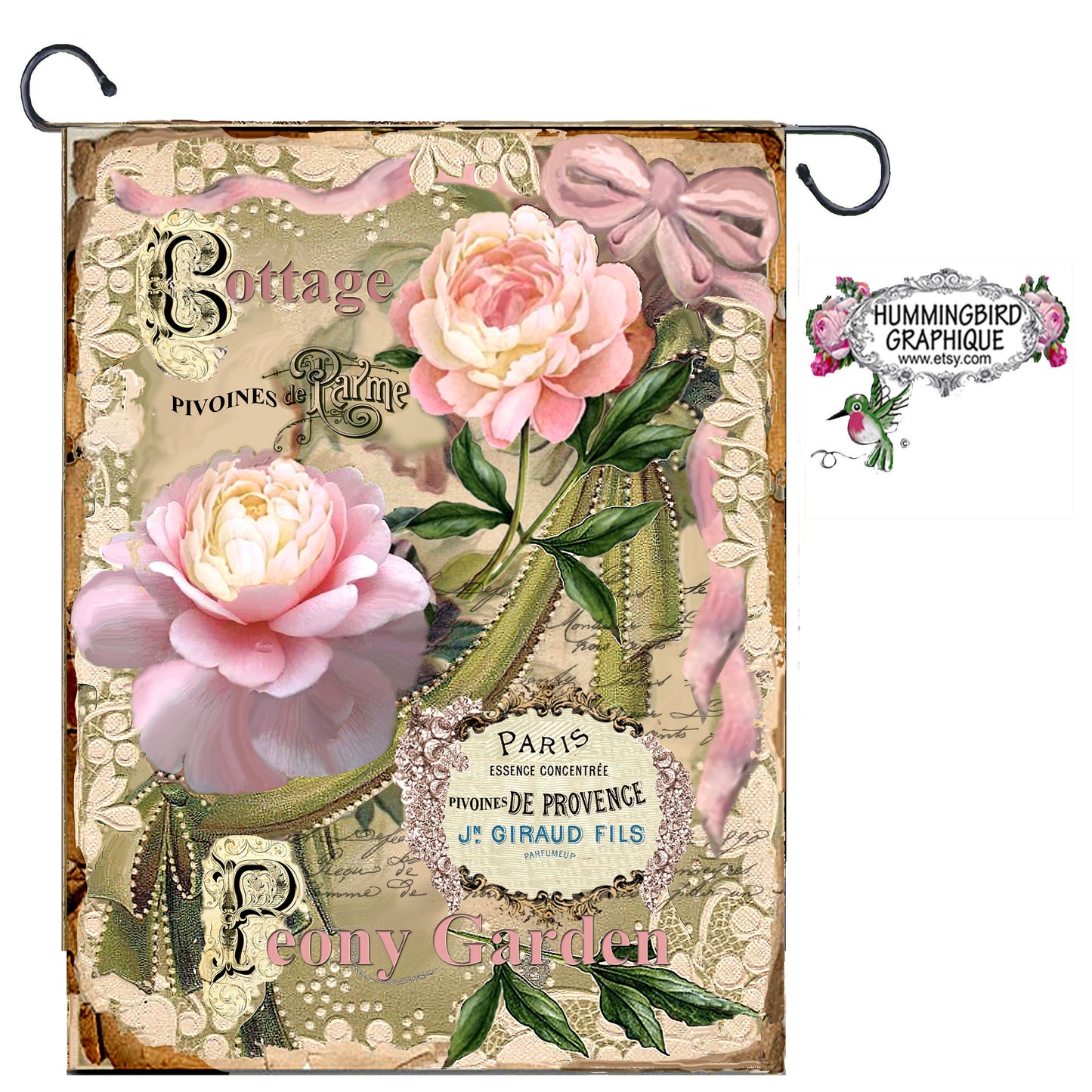 #235 MAGNIFIQUE JARDIN DE COTTAGE DE PIVOINES - BELLE IMAGE SHABBY