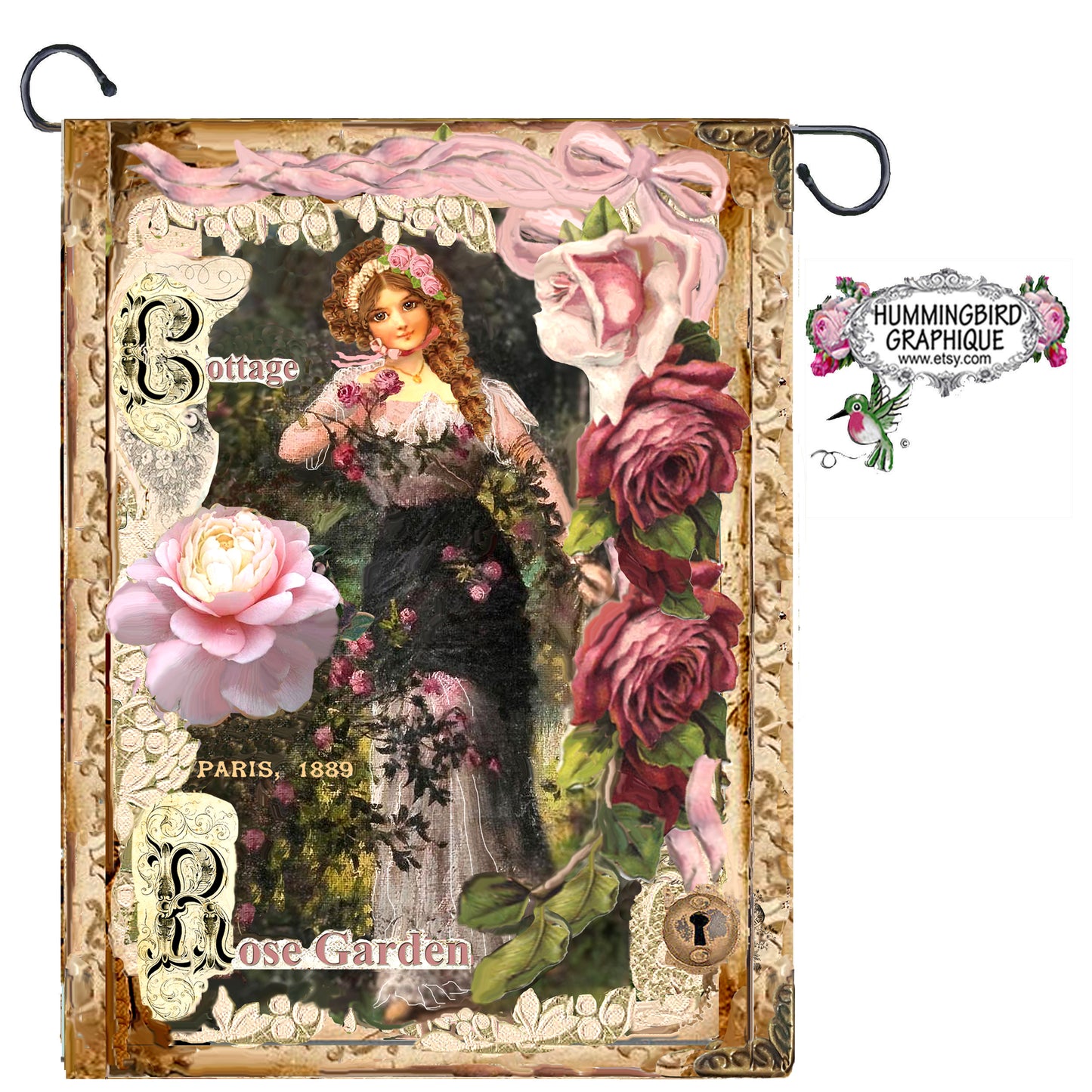 #269 ENCHANTED VICTORIAN LADY IN ROSE GARDEN - BEAUTIFUL SHABBY IMAGE