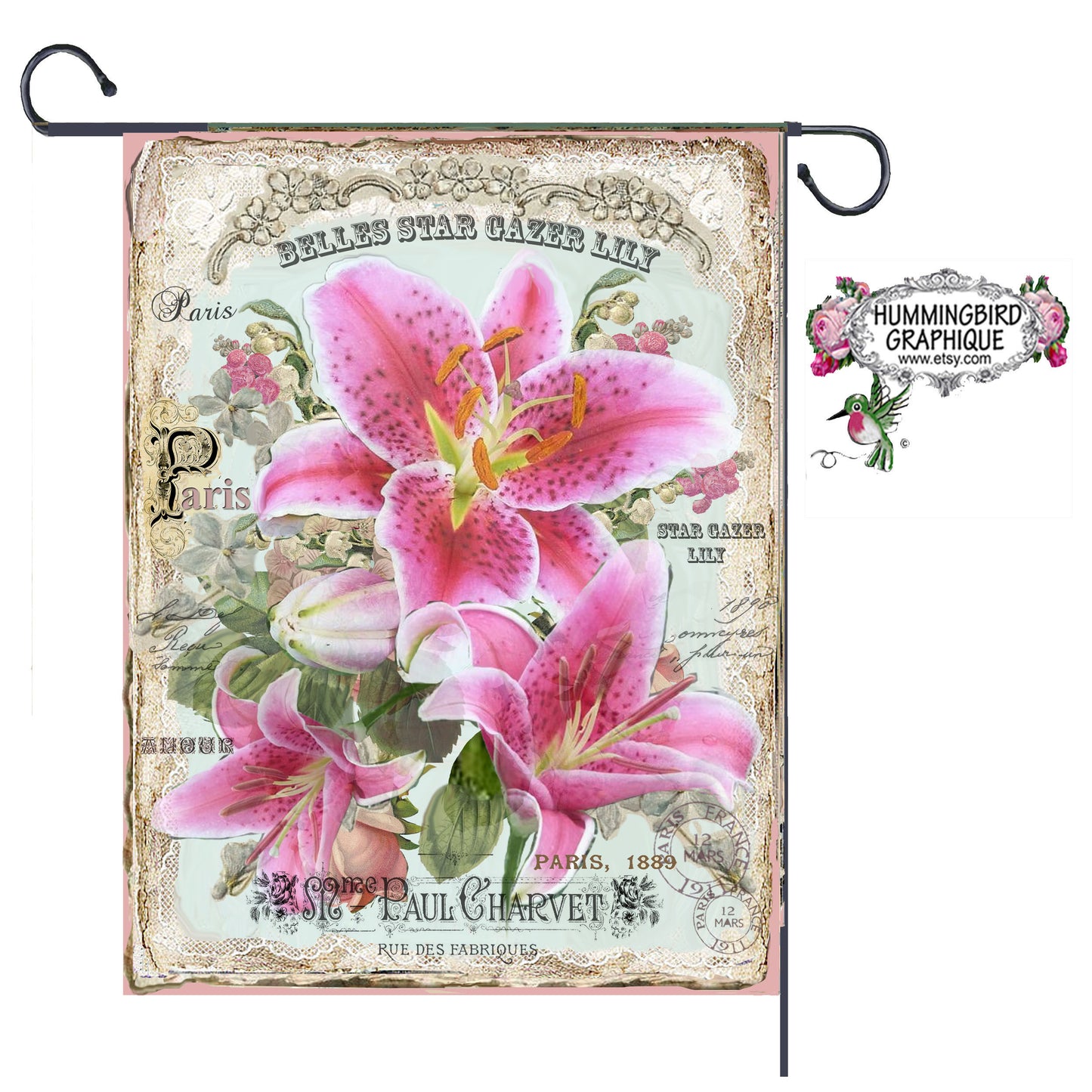 #304 BEAUTIFUL STAR GAZER PINK LILY - BEAUTIFUL SHABBY IMAGE