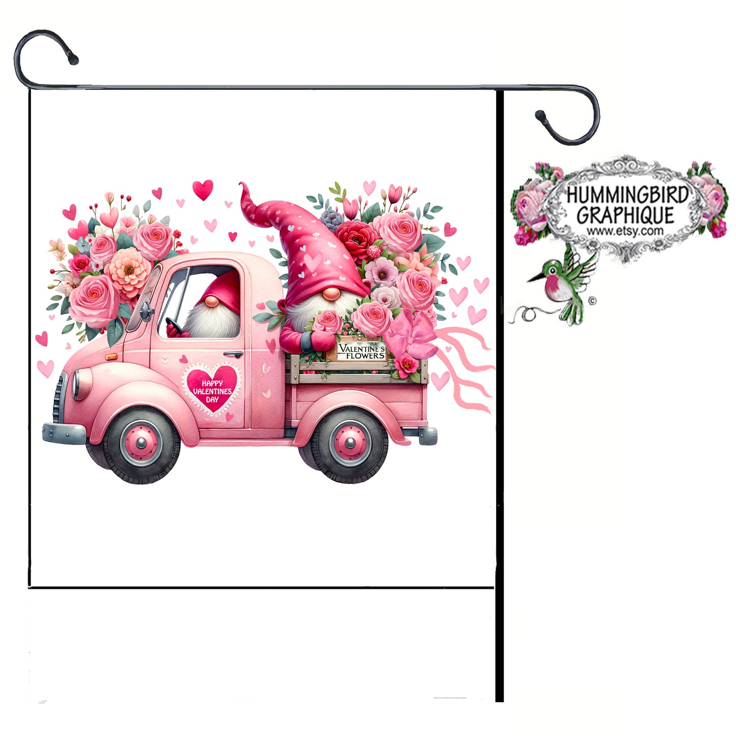 #1232 HAPPY GNOME VALENTINE FLOWERS TRUCK - GNOMES