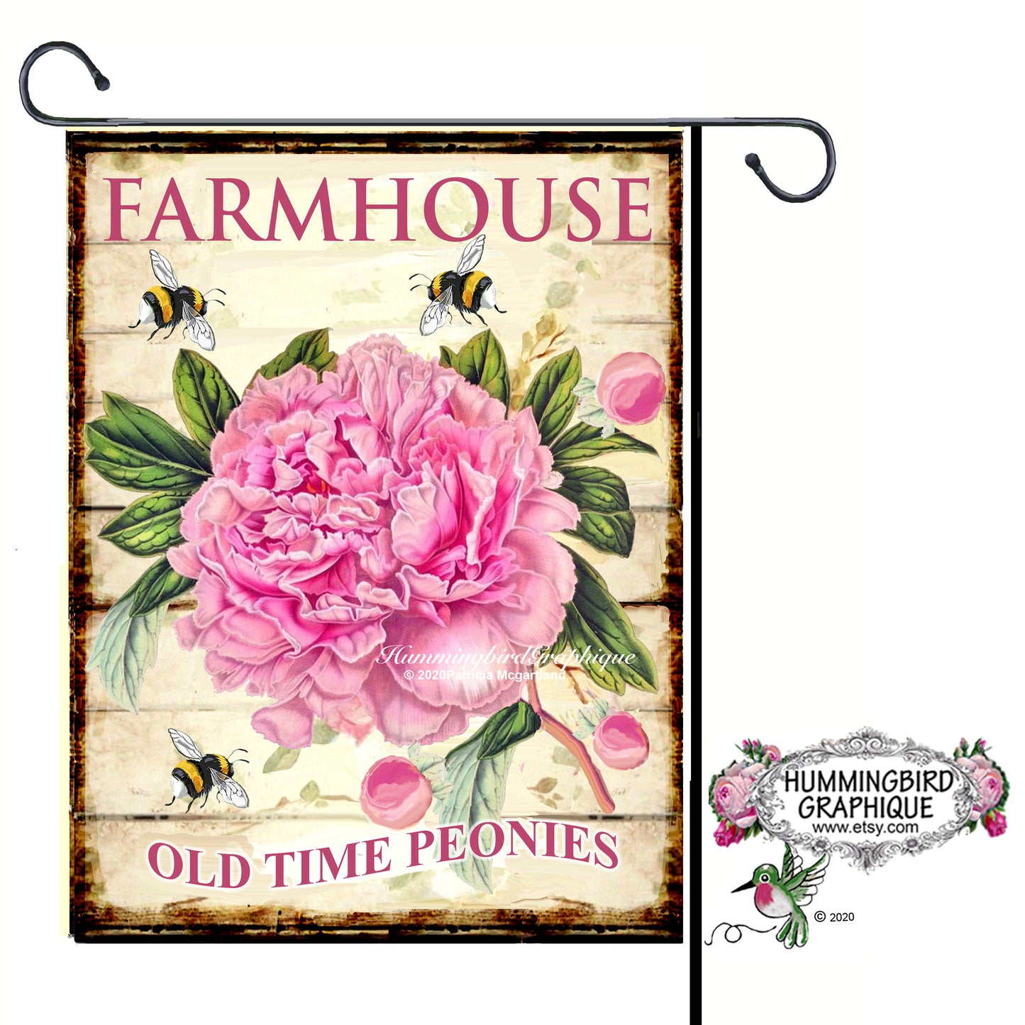 #677 FARMHOUSE OLD TIME PEONIES SIGN - COUNTRY IMAGE