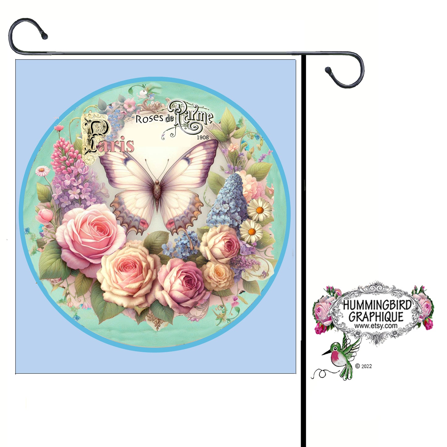 #1264B -BEAUTIFUL BUTTERFLY CIRCLE DOOR HANGER-  Circle Door Hangers