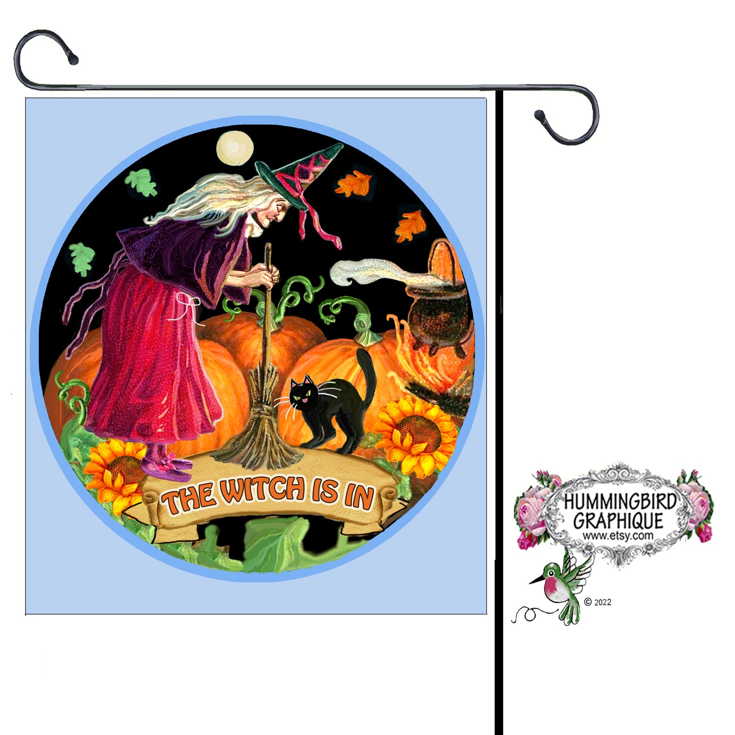 #1137 THE WITCH IS IN CIRCLE DOOR HANGER- DOOR HANGER