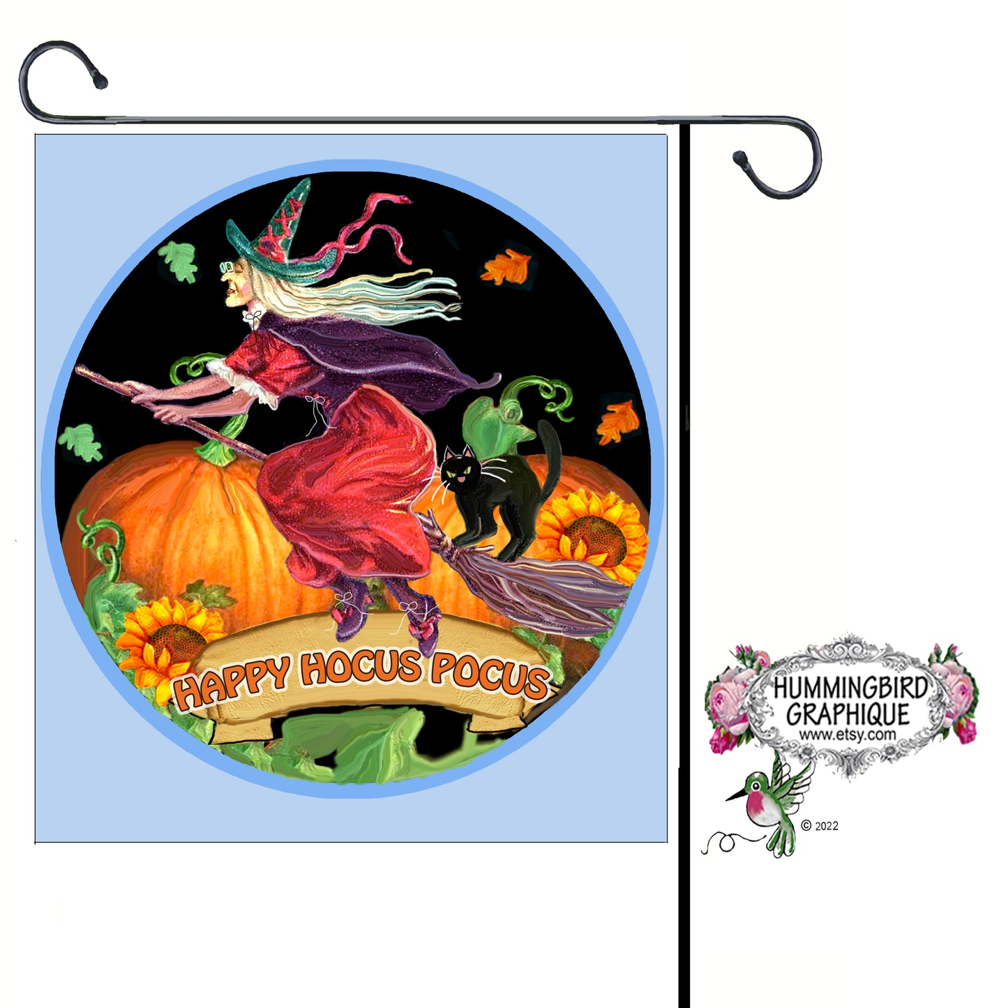 #1135 HAPPY HOCUS POCUS WITCHIE FLYING ON HER BROOM- DOOR HANGER