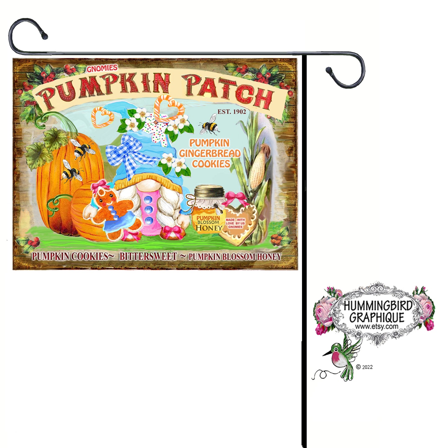 #1111 GNOMIES PUMPKIN PATCH PUMPKIN GINGERBREAD COOKIES SIGN - COUNTRY IMAGE