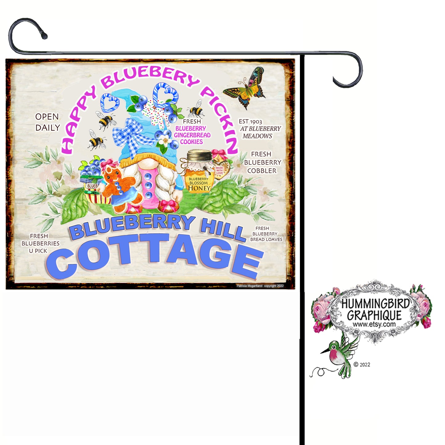 #1108 BLUEBERRY HILL COTTAGE HAPPY BLUEBERRY PICKIN - COUNTRY IMAGE