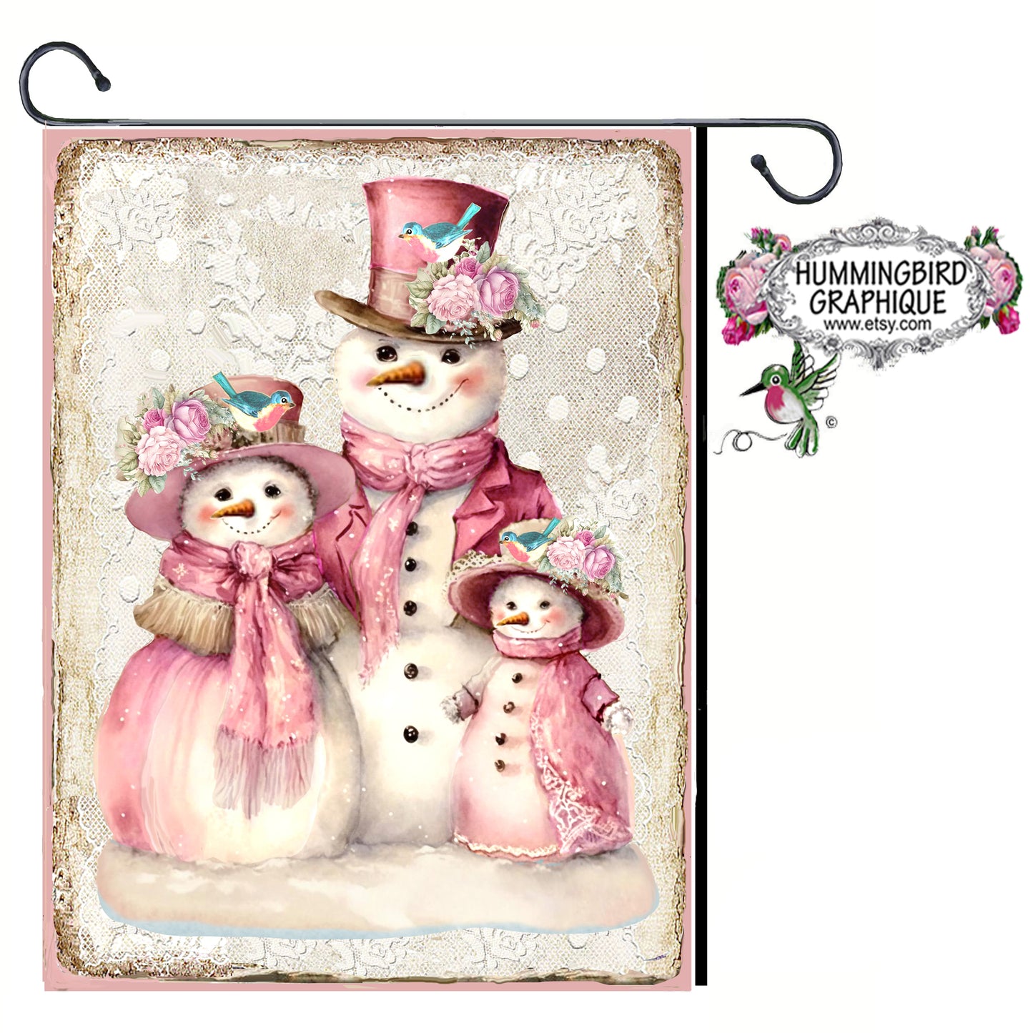 #1222S PRECIOUS SNOWMAN FAMILY WITH BLUEBIRD - CHRISTMAS