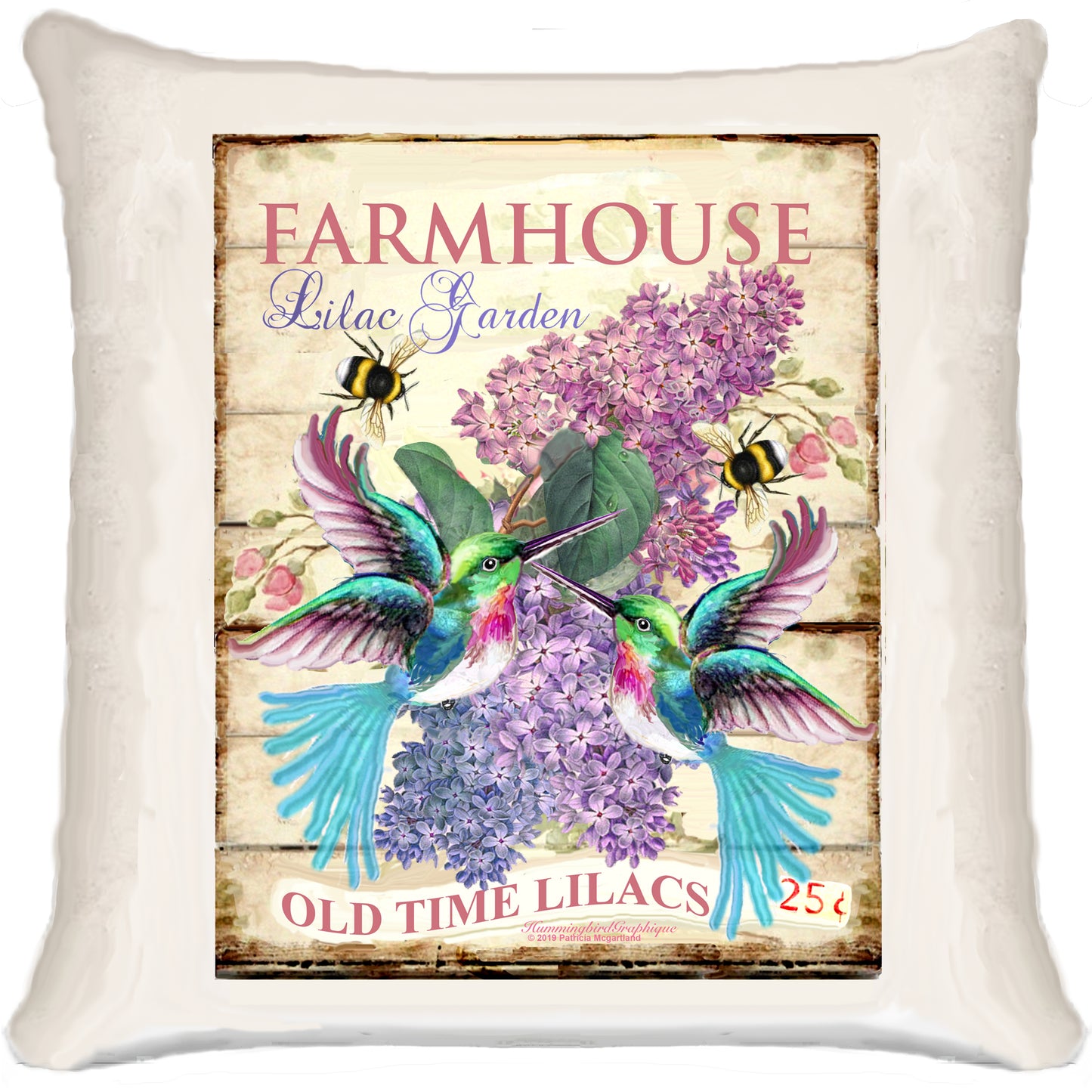 #492 FARMHOUSE LILAC HUMMINGBIRD GARDEN WOOD SIGN - COUNTRY IMAGE