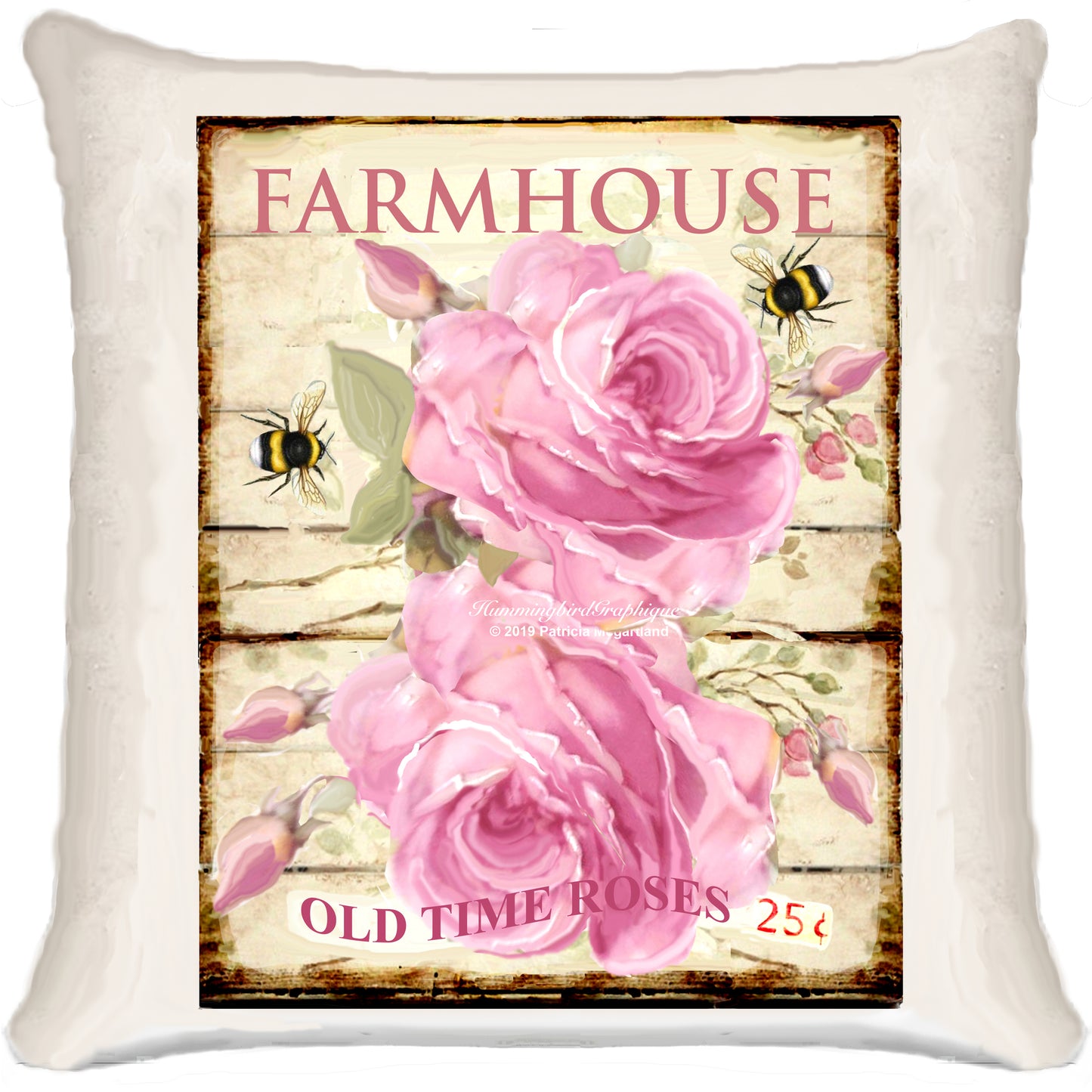 #495 FARMHOUSE OLD TIME ROSES WOOD SIGN - COUNTRY IMAGE