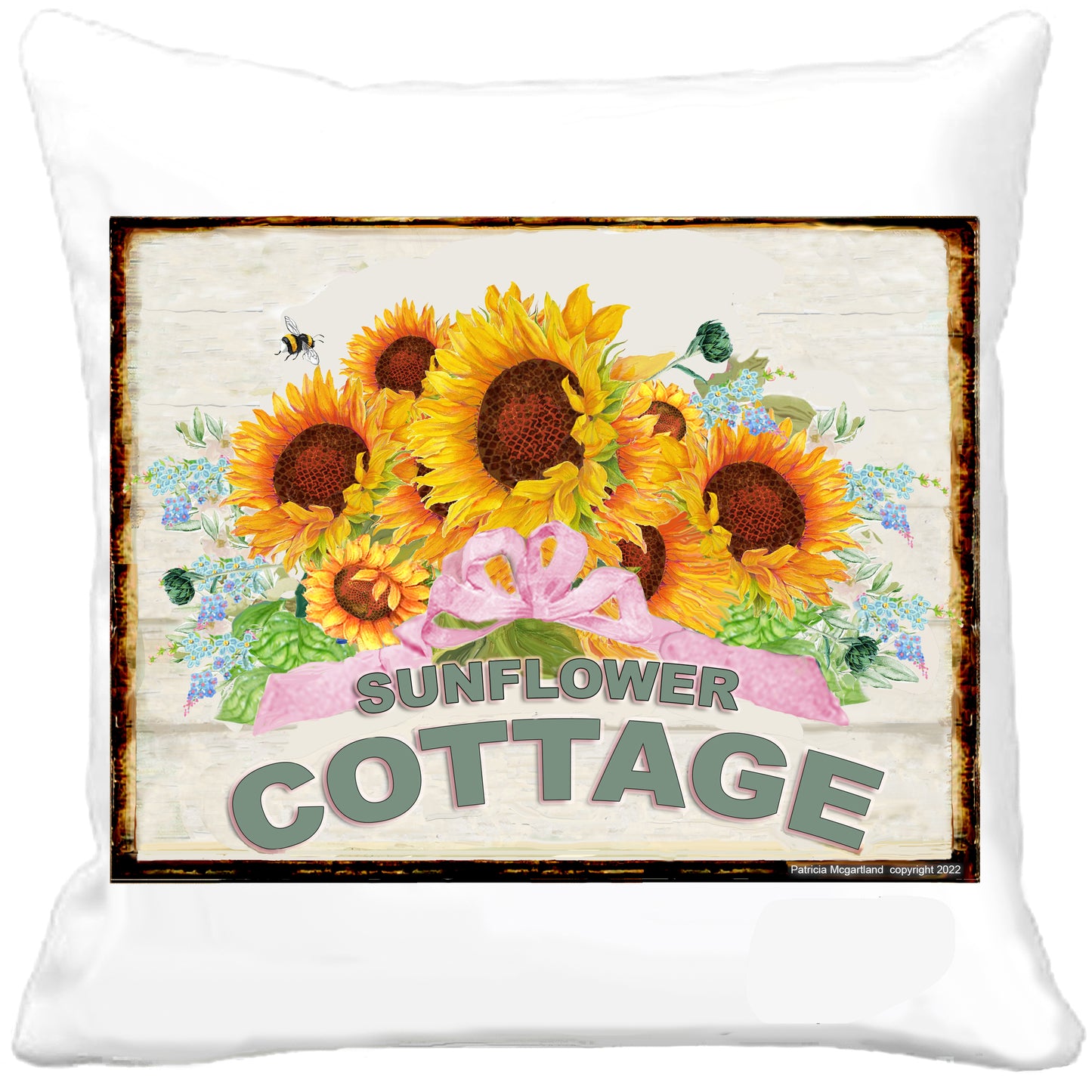 #1097 BEAUTIFUL SUNFLOWER COTTAGE WOODEN BOARD SIGN - COUNTRY IMAGE