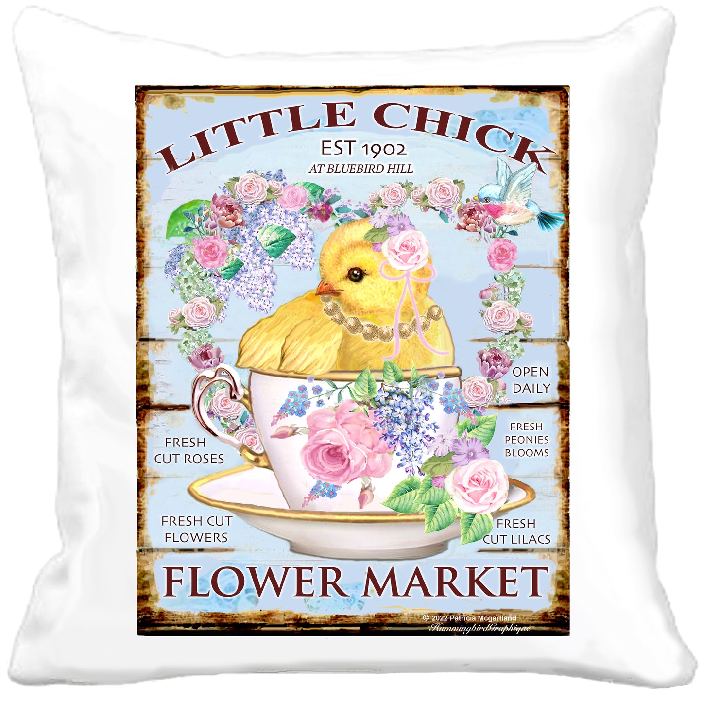 #1091A  LITTLE CHICK FLOWER MARKET FRESH CUT PEONIES SIGN - COUNTRY IMAGE