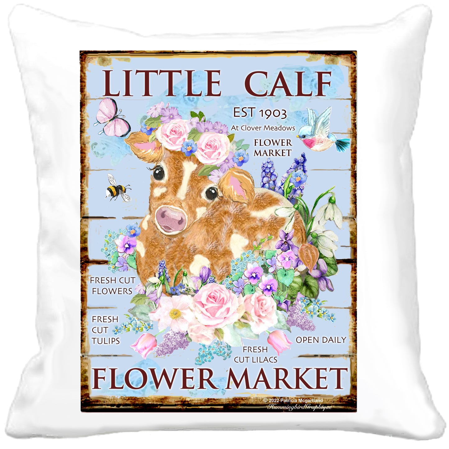 #1105 PRECIOUS LITTLE CALF FLOWER MARKET FRESH CUT LILACS SIGN - COUNTRY IMAGE