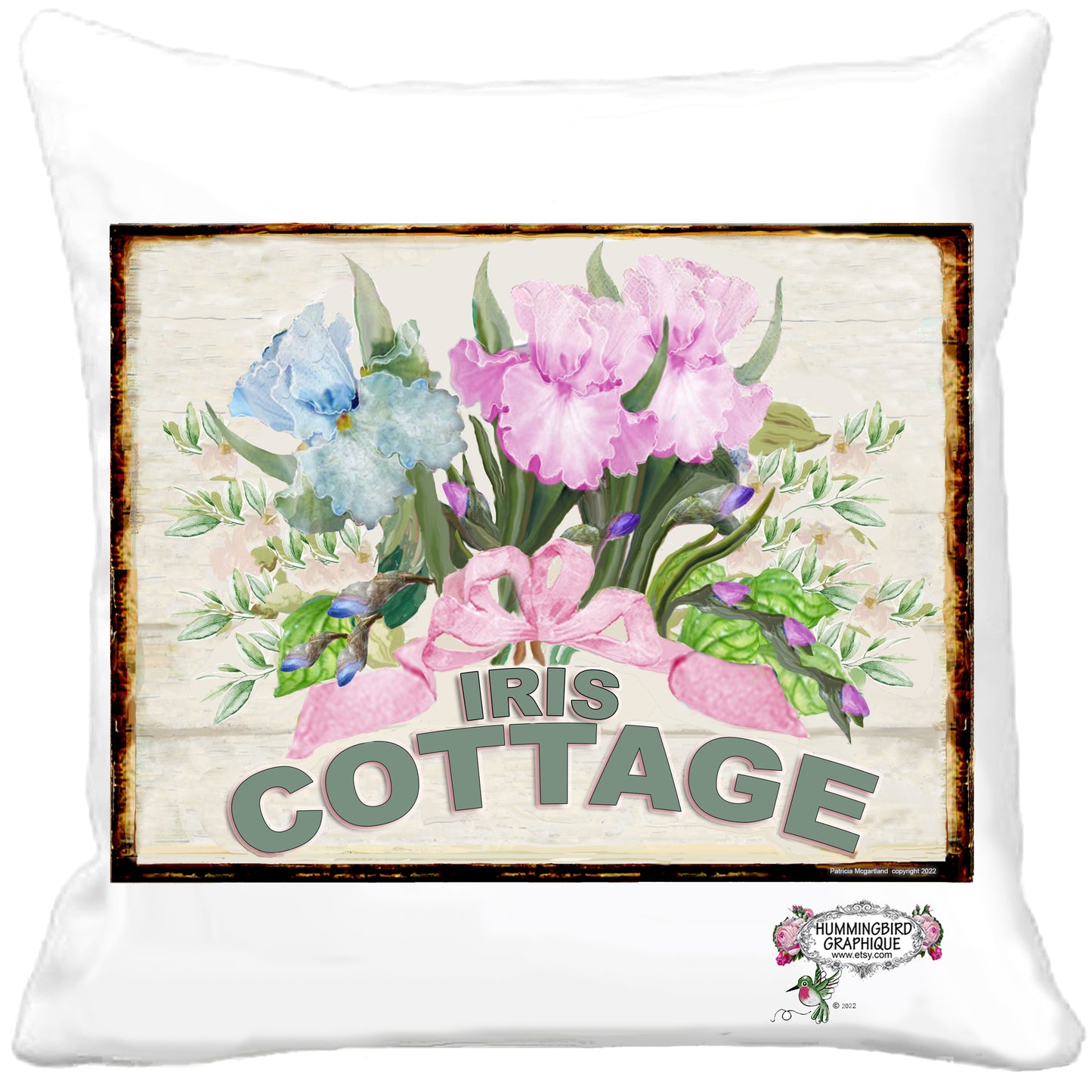 1095 BEAUTIFUL IRIS COTTAGE WOODEN BOARD SIGN - COUNTRY IMAGE