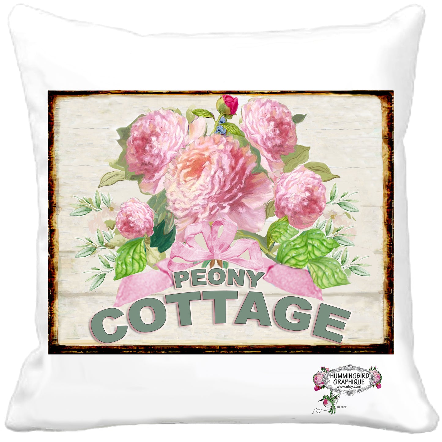 1094C BEAUTIFUL PEONY COTTAGE WOOD BOARD SIGN - COUNTRY IMAGE