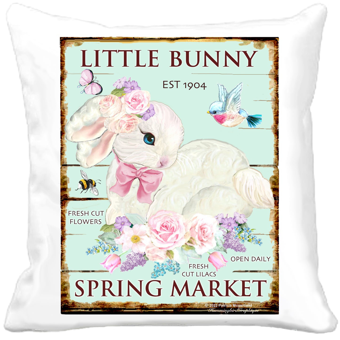 1087R LITTLE BUNNY SPRING MARKET PANNEAU LILAS FREST COUPE - LAPINS