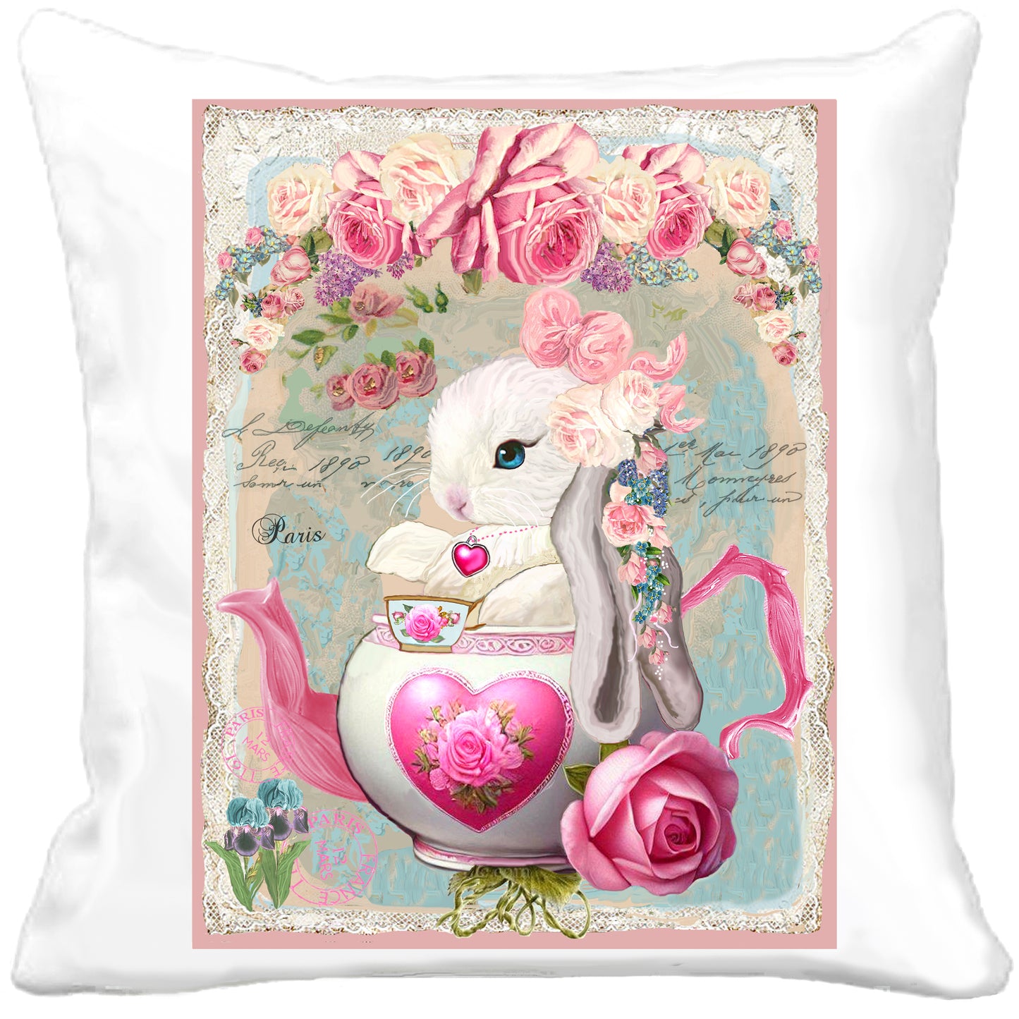 #592 PRECIOUS BABY VALENTINE BUNNY IN HEART VALENTINE TEAPOT - BUNNY